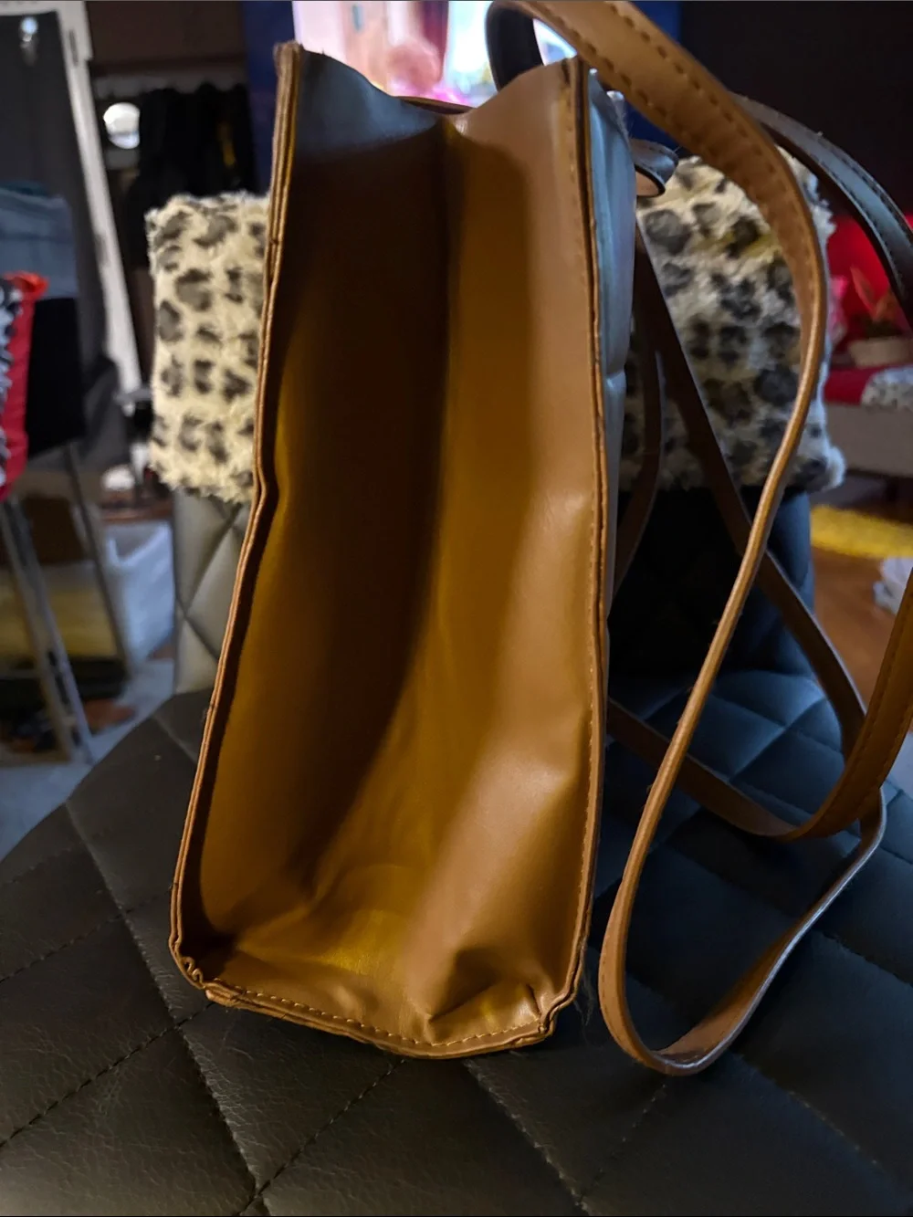 Women's Tan Quilted Crossbody Bag